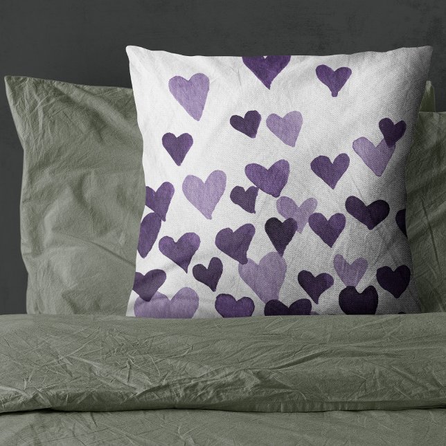 Coussin Coeurs d'aquarelle de la Saint-Valentin - ultra vi (Créateur téléchargé)