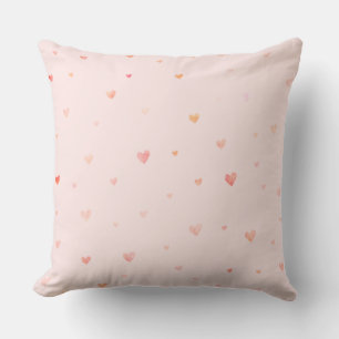 Coussin Coeurs d'aquarelle rose pâle