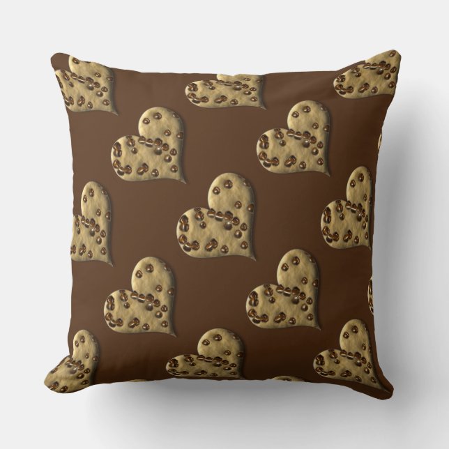 Coussin Coeurs de biscuits au chocolat Brown Lancer l'orei (Recto)