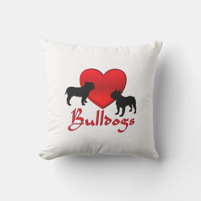 Coussin Cœurs de Bouledogues (Recto)