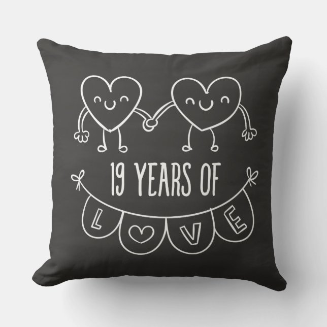 Coussin Coeurs de calèche-cadeaux du 19e anniversaire (Recto)