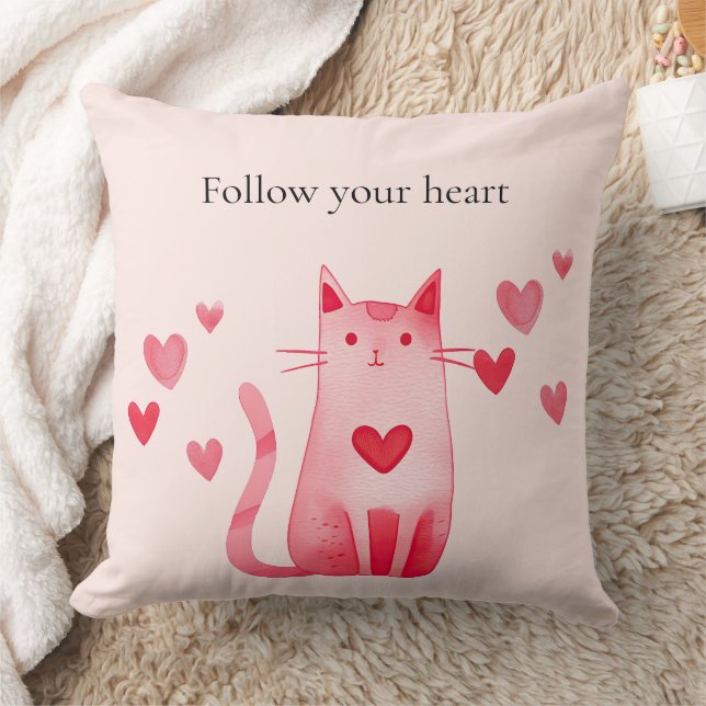 Coussin Coeurs de chat rose pâle (Couverture)