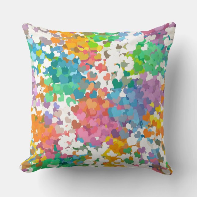 Coussin Cœurs de Confettis Pastel (Recto)