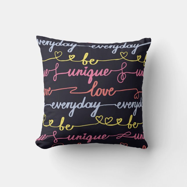 Coussin Coeurs de filles, mots motif sans couture. (Recto)