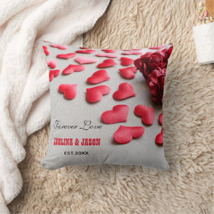 Coussin Coeurs de fleurs Aimer Nom personnalisé Valentines