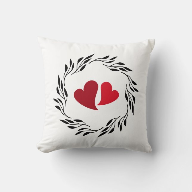 Coussin Cœurs de la Saint-Valentin en couronne (Recto)