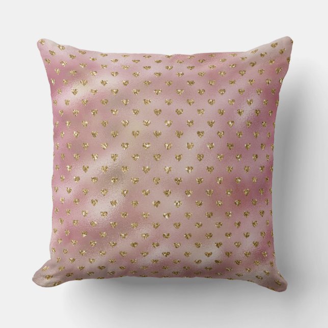 Coussin Coeurs de Parties scintillant en or rose Glam Ombr (Recto)