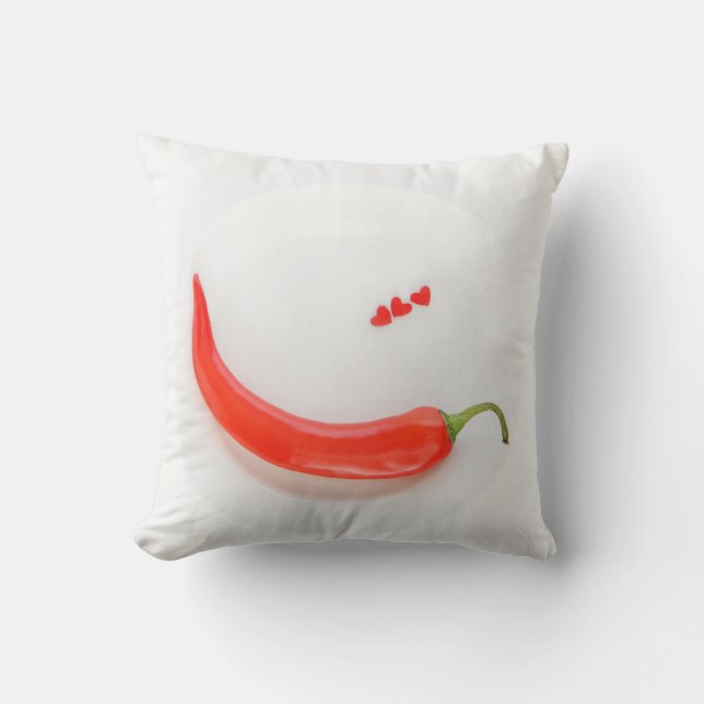 Coussin Coeurs de poivre chaud rouge blanc (Recto)