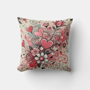 Coussin Coeurs de Valentines / Marguerite / Art scintillan