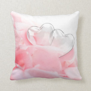 Coussin Coeurs de verre romantique Pétales Roses