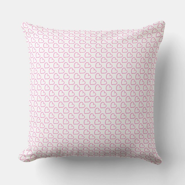 Coussin Coeurs dessinés à la main motif rose sur blanc (Recto)