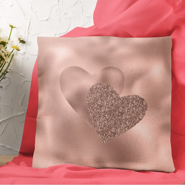 Coussin Coeurs d'or rose Saint Valentin Amour (Créateur téléchargé)