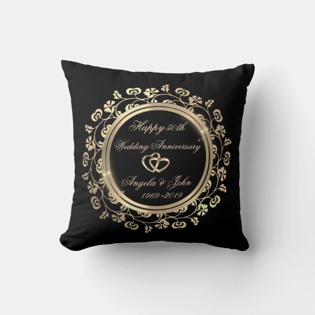 Coussin Cœurs d'Or, Tourbillons Floraux 50e Anniversaire d (Recto)