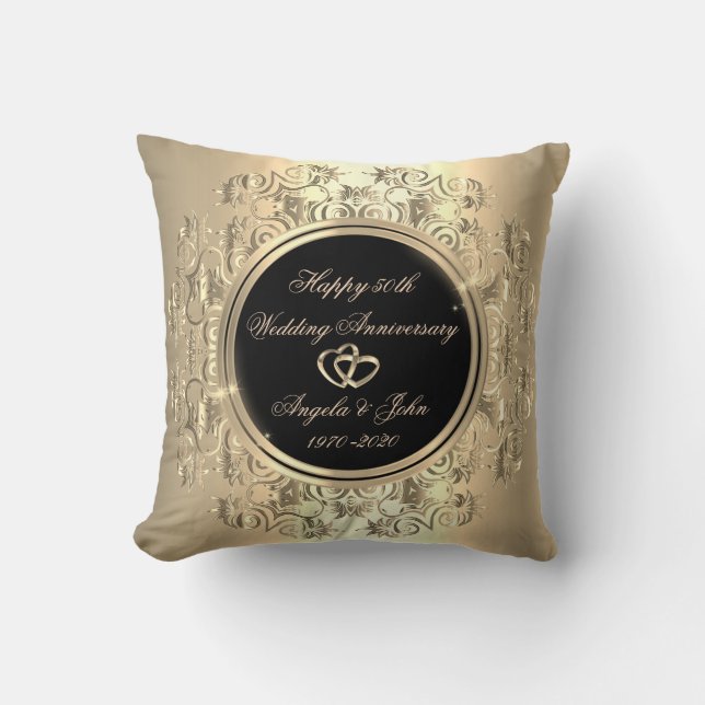 Coussin Cœurs élégants en or Tourbillons 50e anniversaire  (Recto)