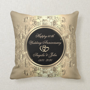 Coussin Cœurs élégants en or Tourbillons 50e anniversaire 