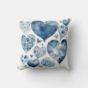 Coussin Cœurs en bleu de Delft