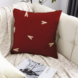 Coussin Cœurs en crème sur bordeaux - Saint-Valentin minim