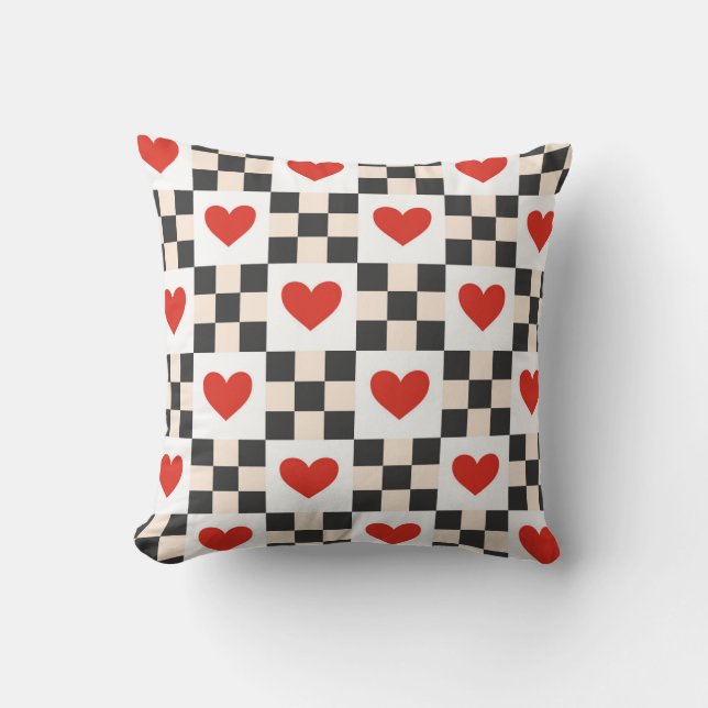 Coussin Cœurs en damier (Recto)