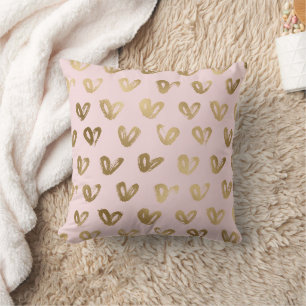 Coussin Cœurs en or Glam rose
