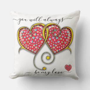 Coussin Cœurs entrelacés personnalisés Élégant Saint-Valen
