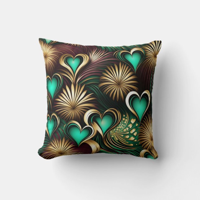 Coussin Coeurs et feux d'artifice conçus (Recto)