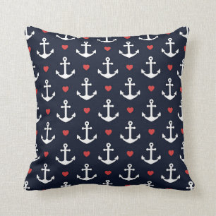Coussin Coeurs et motif d'Ancres