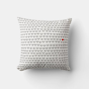 Coussin - Coeurs gris avec un coeur rouge