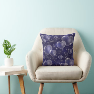 Coussin Cœurs Mignons Filles Bulles Bleues