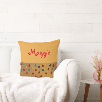 Coussin Coeurs multicolores mignons avec nom d'animal