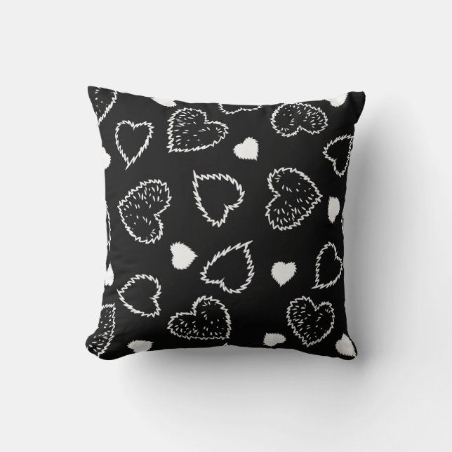 Coussin Coeurs Noir Et Blanc (Recto)