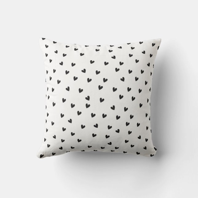 Coussin Cœurs Noir et Blanc Motif Monochrome (Verso)