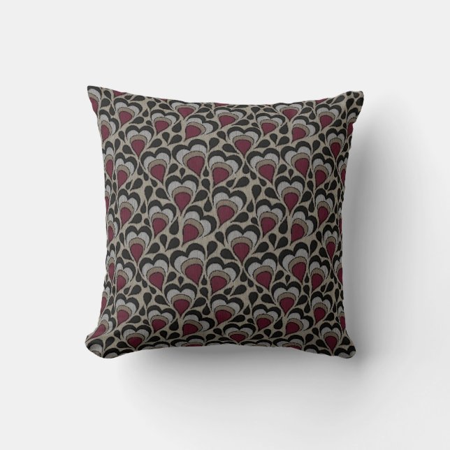 Coussin Coeurs noirs, gris, marron (Recto)