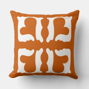 Coussin Cœurs Orange Brûlé et Blanc