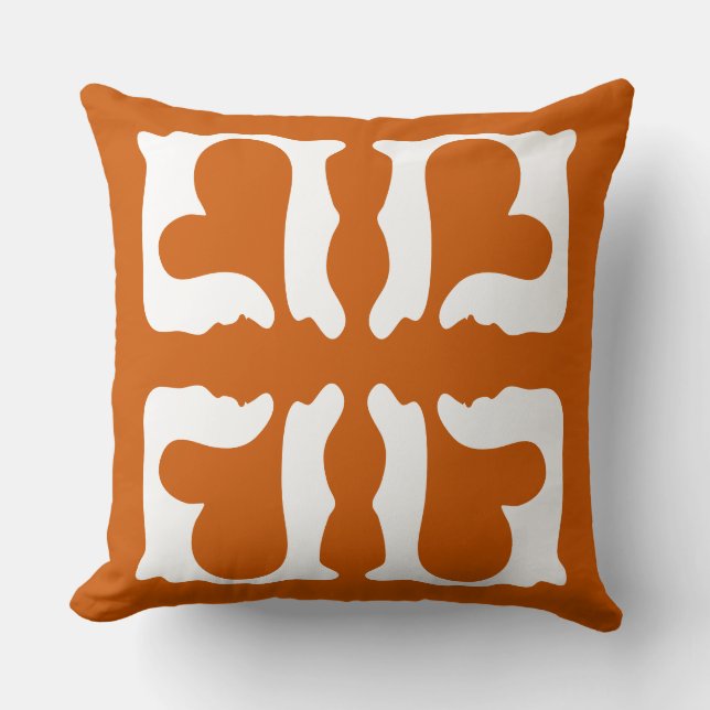 Coussin Coeurs orange et blancs brûlés (Recto)