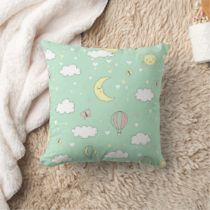 Coussin Cœurs pastel et nuages Aquarelle Rêve (11)