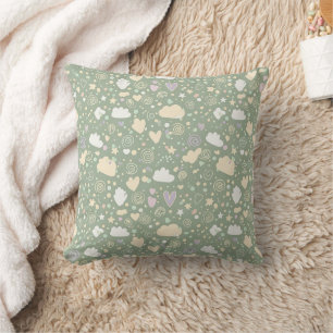 Coussin Cœurs pastel et nuages Aquarelle Rêve (4)