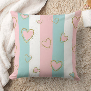 Coussin Cœurs pastel modernes avec des reflets dorés subti