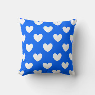 Coussin Coeurs polka blancs sur bleu