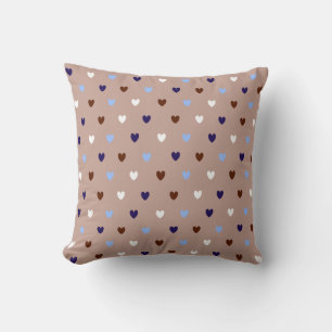 Coussin Coeurs Polka sur brun pâle