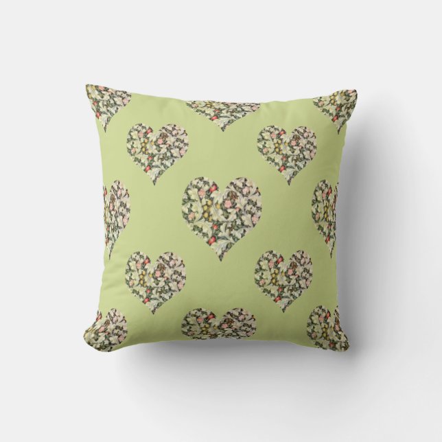 Coussin Coeurs romantiques Motif floral (Recto)