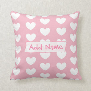 Coussin Coeurs rose et blanc personnalisés Jeter l'oreille