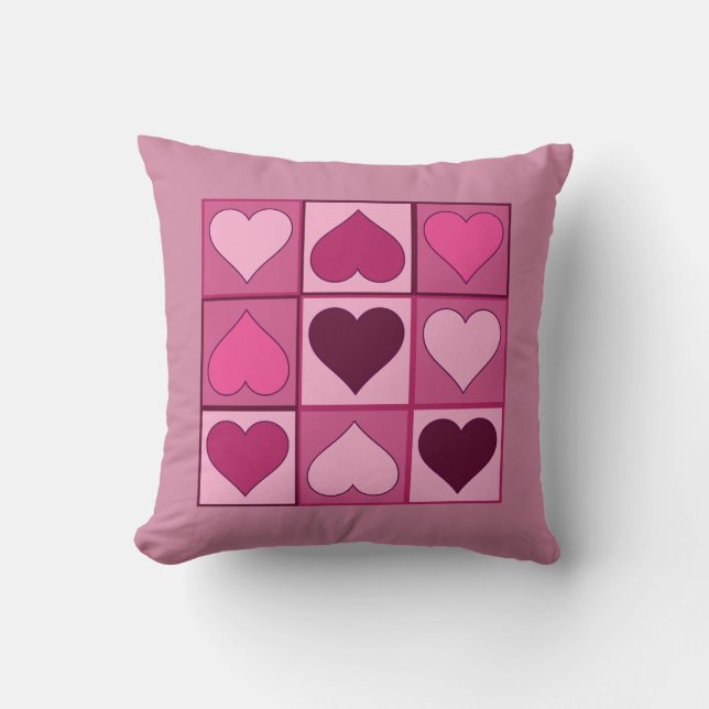 Coussin Coeurs roses romantiques en haut et en bas avec (Recto)