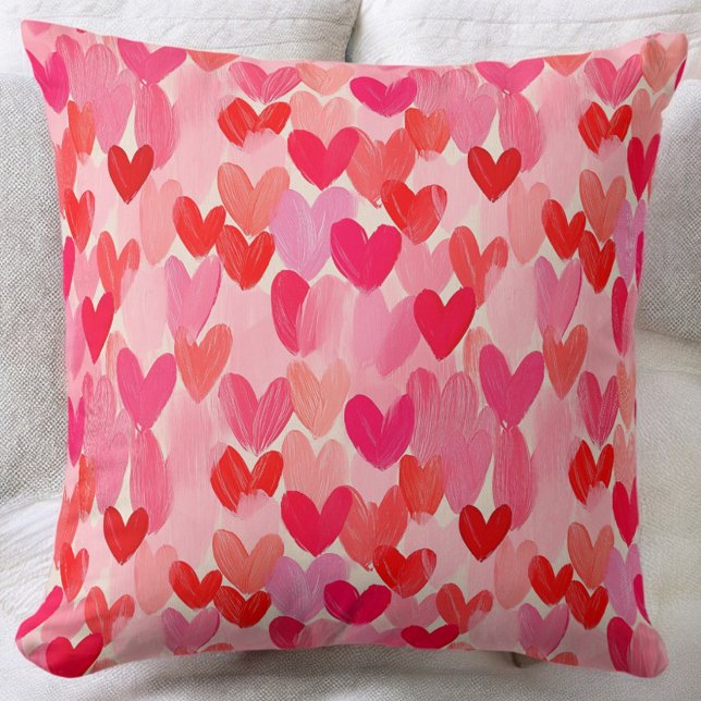 Coussin Cœurs roses rouges amour Saint-Valentin  (Créateur téléchargé)