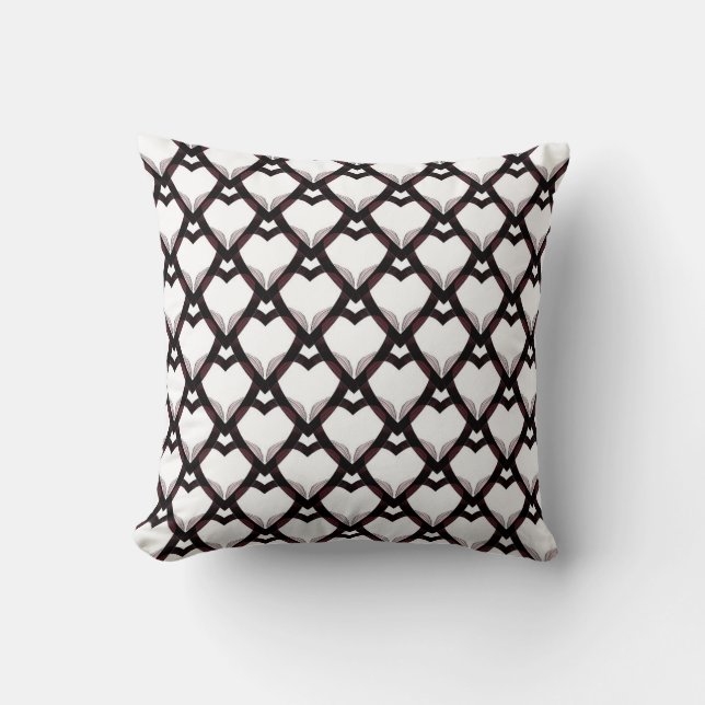 Coussin Cœurs roses rouges noirs (Recto)
