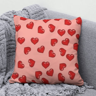 Coussin Coeurs rouges élégants motif sur rose