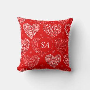 Coussin Coeurs rouges et blancs Heureuses Saintes-Valentin