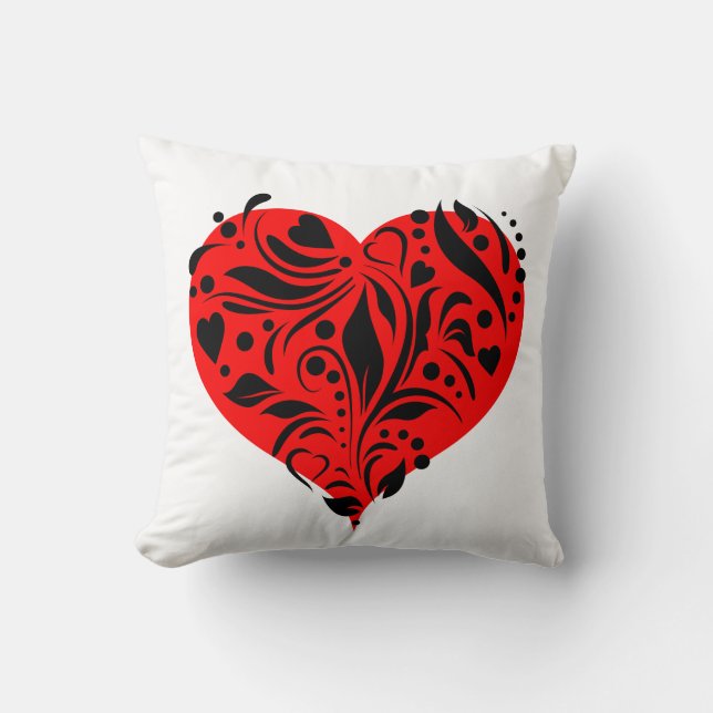 Coussin Cœurs rouges et noirs (Recto)