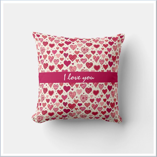 Coussin Cœurs rouges et roses Je t'aime (Créateur téléchargé)