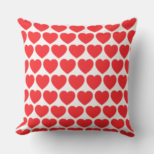 Coussin Coeurs rouges romantiques sur blanc