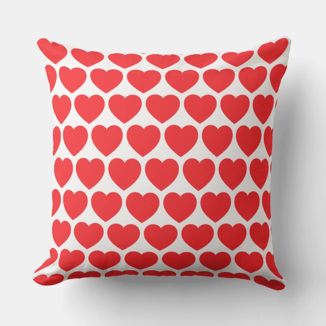 Coussin Coeurs rouges romantiques sur blanc (Recto)